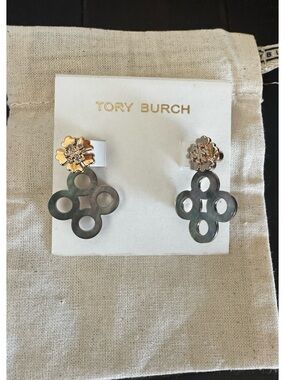 Tory Burch Clover Pave Front/Back Earring